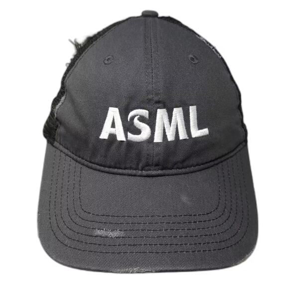 Port Authority Trucker Hat Gray White ASML Embroidered Mesh Snapback OS Logo